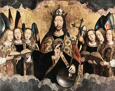 Hans Memling: Christ surrounded by musician angels (central panel)